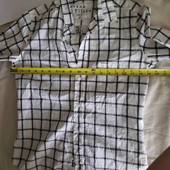Frank & Eileen Barry Button Down Shirt Plaid Checkered Long Sleeve Top Medium - Picture 10 of 12